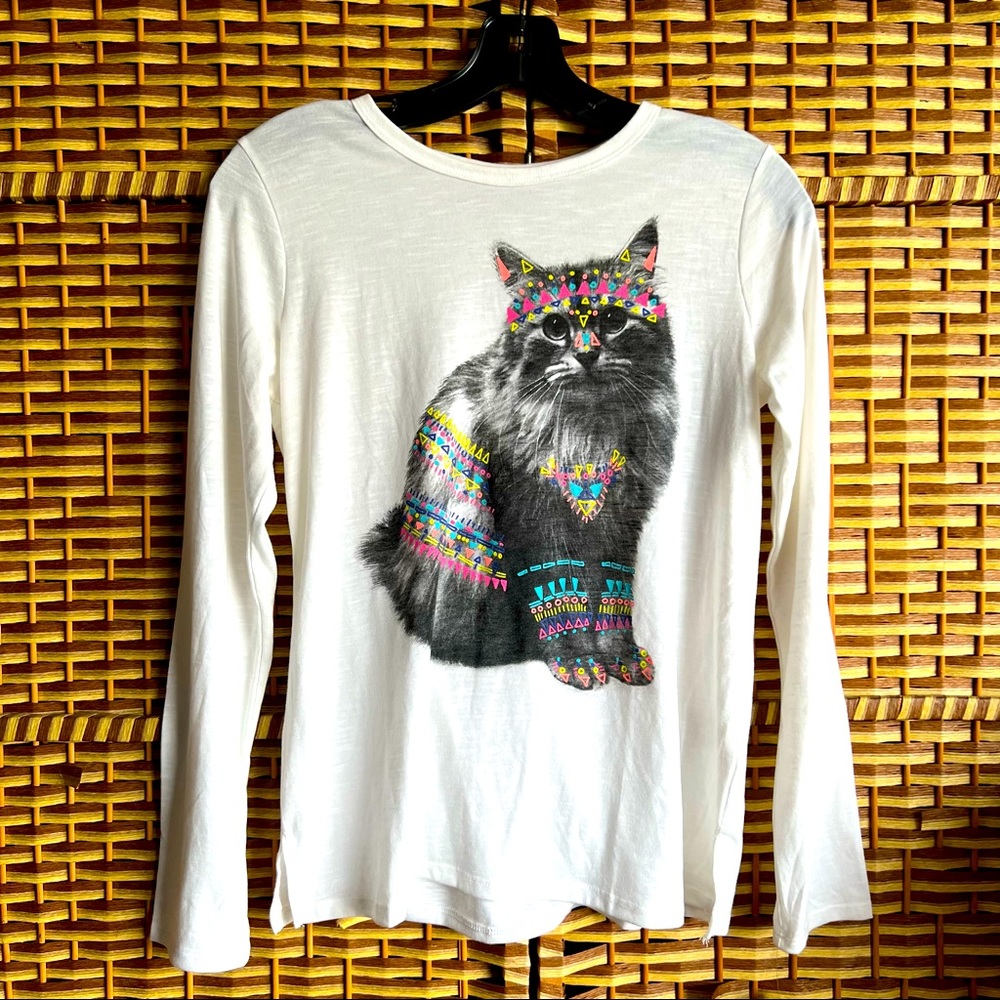Mudd 60s Flower Power Cat LS Shirt